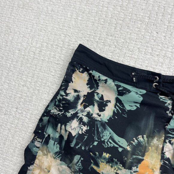Y2K Oneill Board Shorts Mens 34 Blue / Black Floral Swim Trunks Beach Surfing - Picture 5 of 13